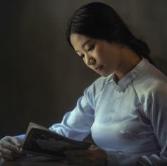 동양, 여자, 여성, 독서, 전통의상